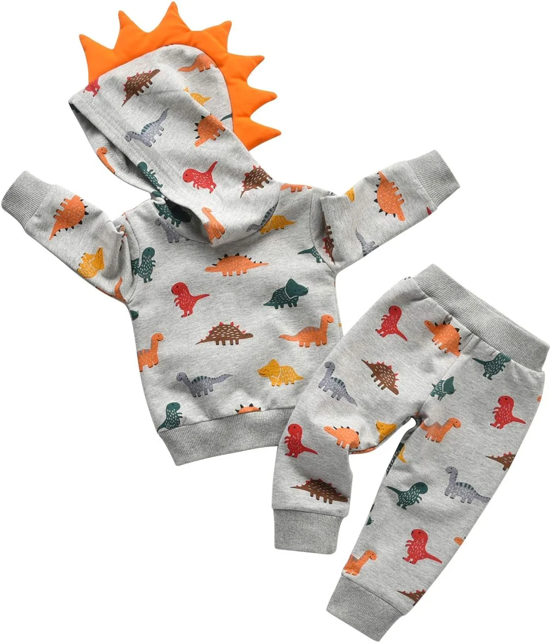 ست لباس پسرانه نوزادی و نوپا طرح حیوانات، هودی آستین بلند، تاپ، شلوار ورزشی