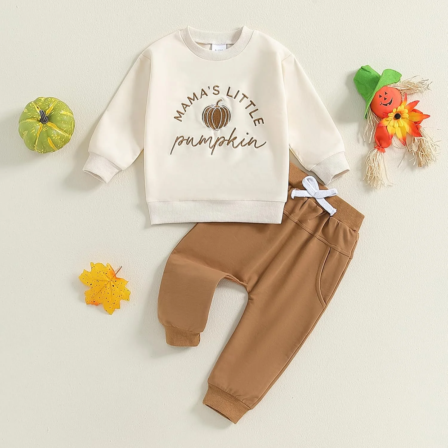 ست لباس هالووین پسرانه Yassiglia، لباس بچه گانه با طرح کدو تنبل، ست لباس پاییزی شامل سوییشرت و شلوار بلند، ست لباس نوزادی برای هالووین