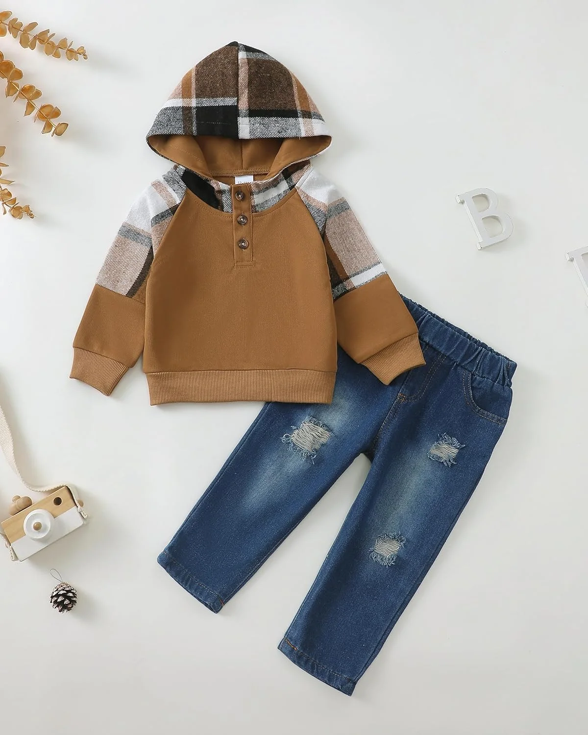 XUANHAO لباس پسرانه پاییز زمستان لباس پسرانه بچه گانه هودی رنگی شلوار جین ست لباس بچه گانه برای پسران