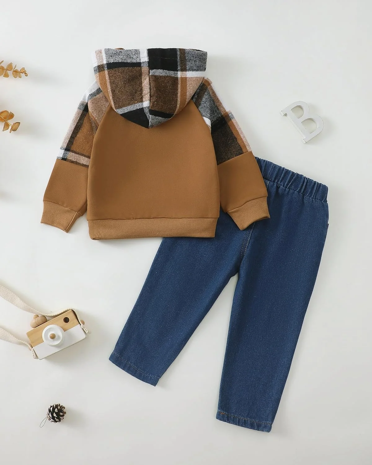 XUANHAO لباس پسرانه پاییز زمستان لباس پسرانه بچه گانه هودی رنگی شلوار جین ست لباس بچه گانه برای پسران