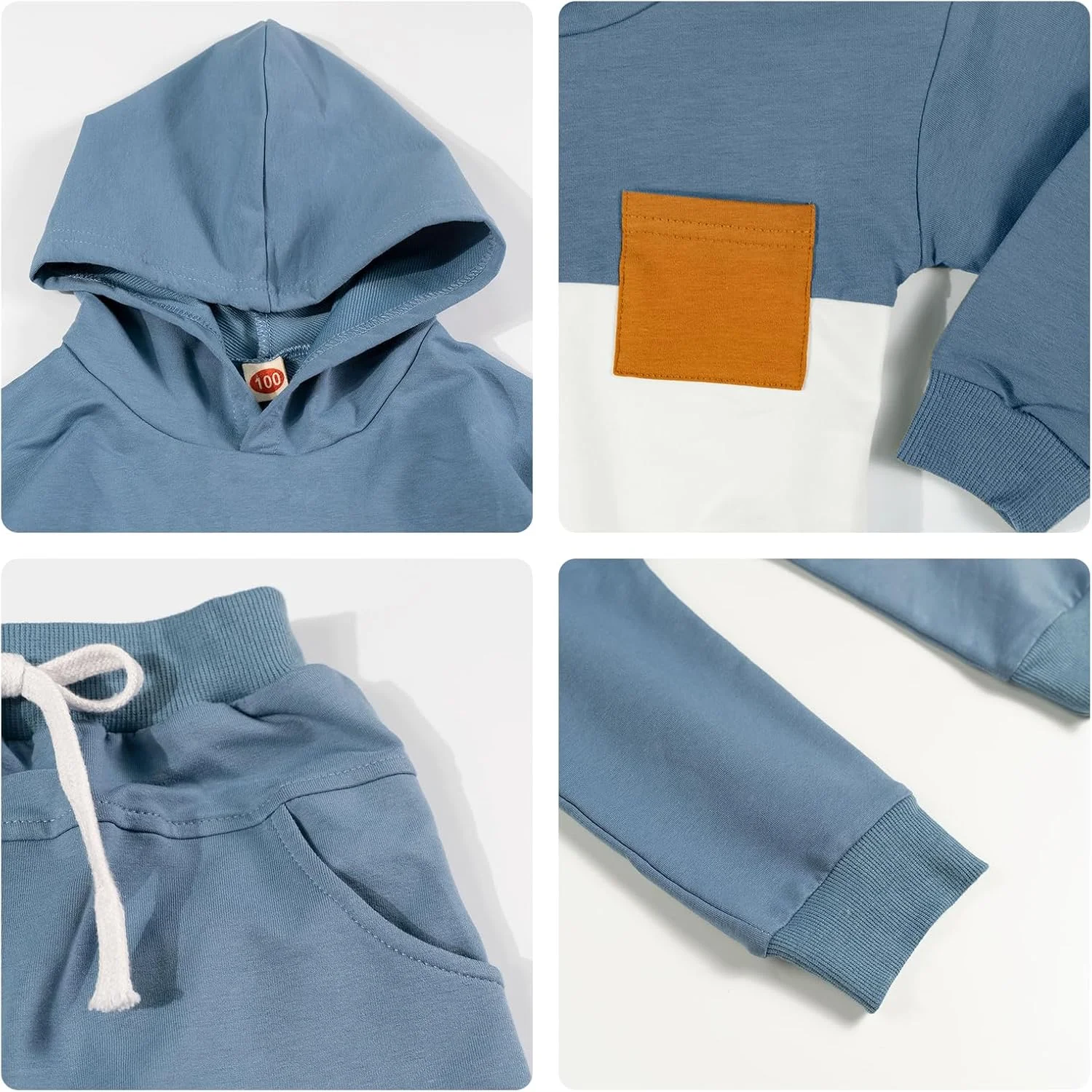 ست لباس پسرانه Volunboy برای نوزادان، هودی آستین بلند + شلوار بلند، ست دو تکه لباس ورزشی