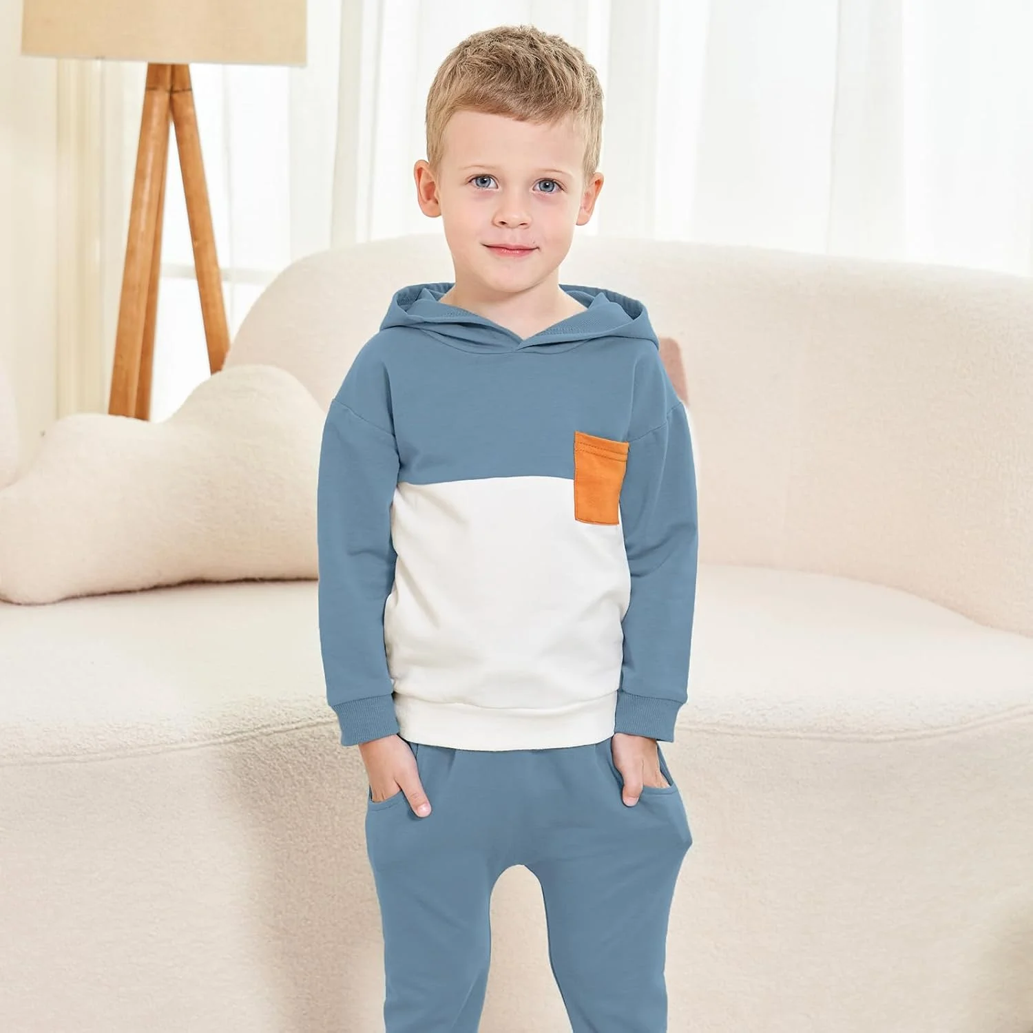 ست لباس پسرانه Volunboy برای نوزادان، هودی آستین بلند + شلوار بلند، ست دو تکه لباس ورزشی