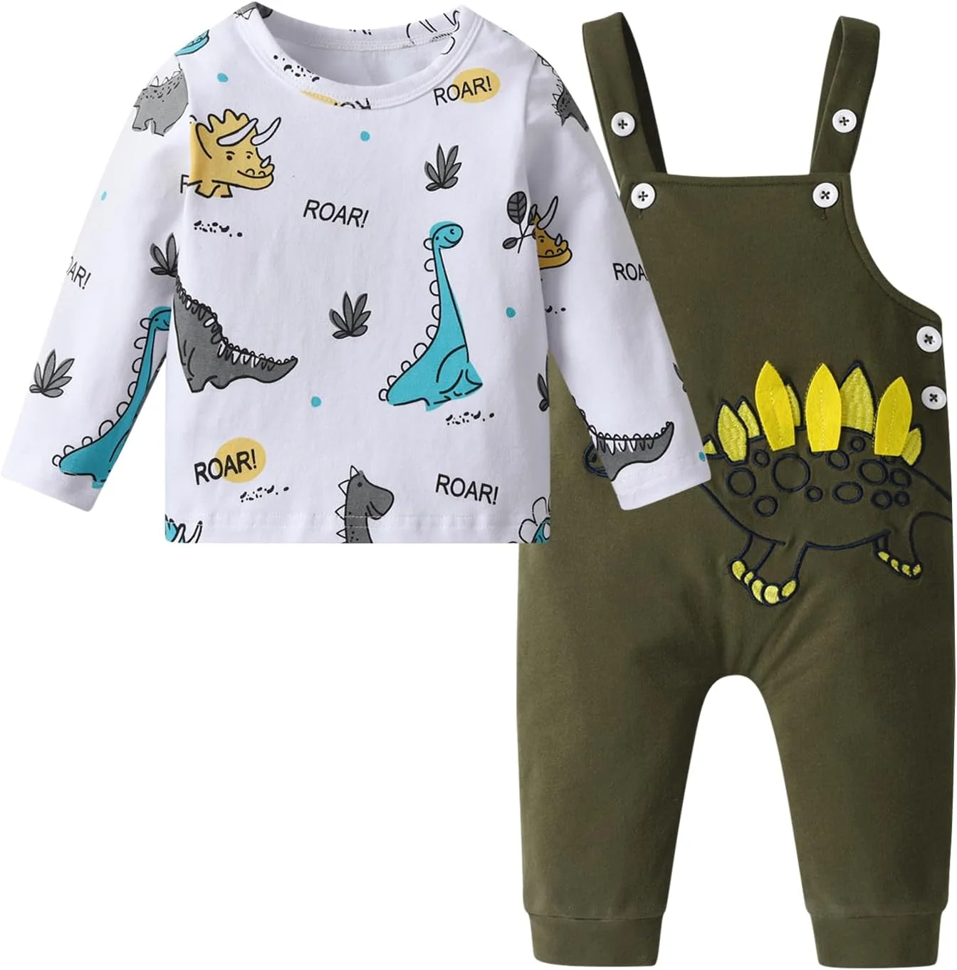 ست لباس پسرانه Tearfuty شامل تیشرت آستین بلند طرح‌دار و شلوار پیش‌بندی، 2 تکه