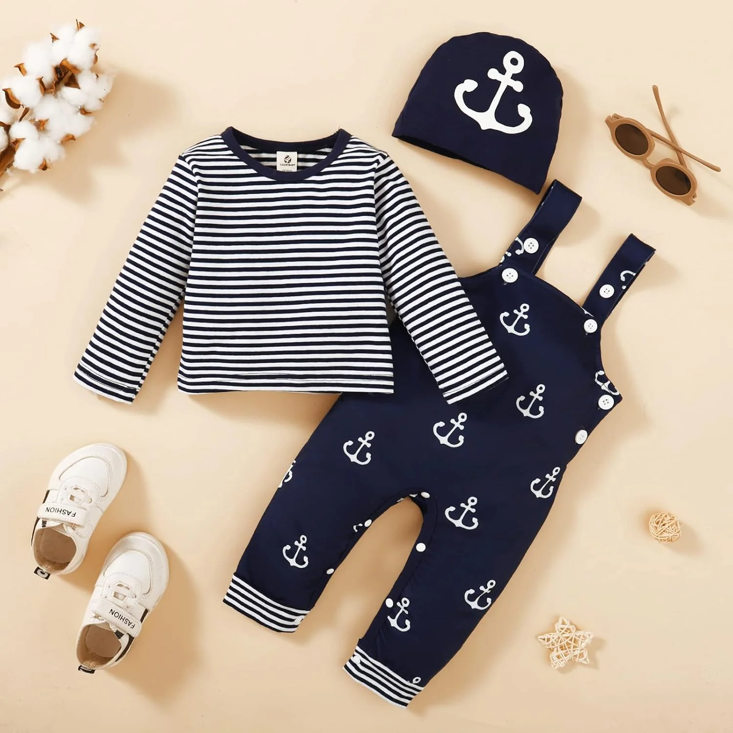 ست لباس نوزادی تی تلنت بیبی، تی شرت + شلوار بنددار + کلاه، سرهمی زمستانی نوزاد، رامپر یونی‌سکس، لباس پسرانه دخترانه، هدیه