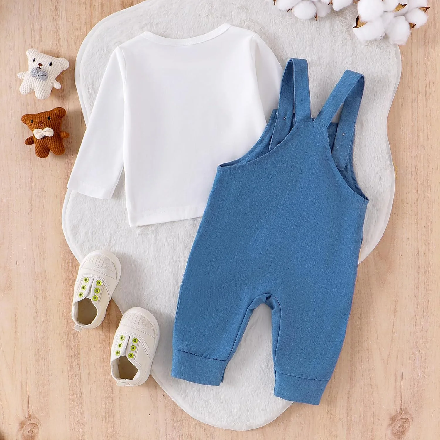 ست لباس پسرانه SXYPAYXS - تیشرت آستین بلند یقه گرد با گلدوزی حیوانات و شلوار پیشبندی، ست لباس پاییزی نوزادی ست لباس پسرانه SXYPAYXS - تیشرت آستین بلند یقه گرد با گلدوزی حیوانات و شلوار پیشبندی، ست لباس پاییزی نوزادی