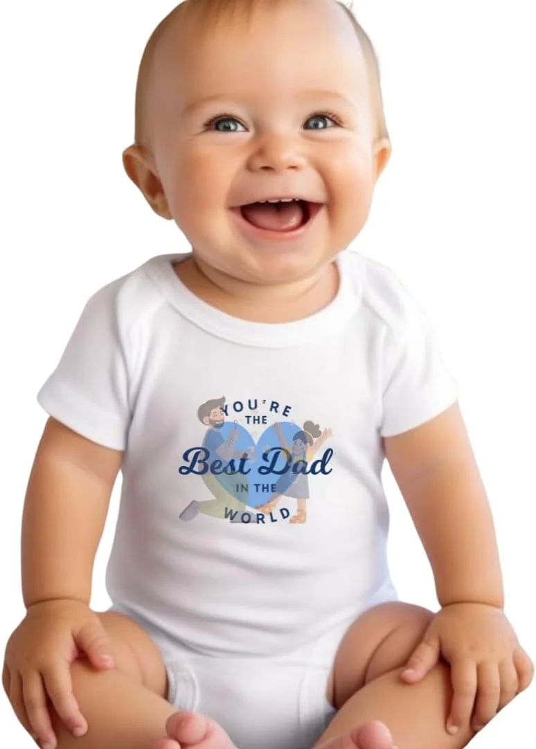 بادی نوزادی با طرح "بهترین پدر دنیا"، رامپر 100% پنبه، هدیه روز پدر