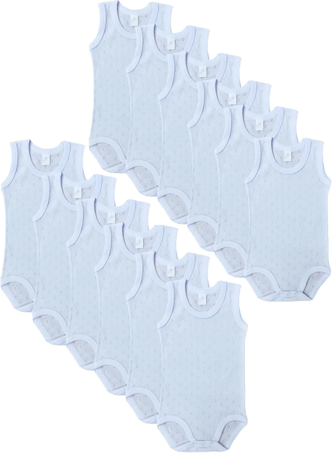 ست 12 عددی بادی زیر دکمه دار نوزادی پسرانه Barbtoz، زیرپوش سوراخ دار، پنبه 100%، سفید