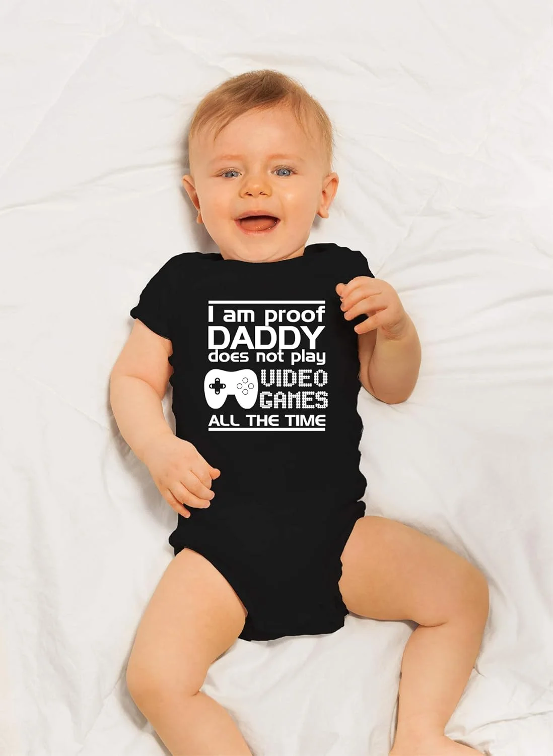 من مدرکی هستم که بابا تمام وقت بازی های ویدیویی انجام نمی دهد - اعلامیه خنده دار نوزاد - لباس نوزادی بامزه یک تکه من مدرکی هستم که بابا تمام وقت بازی های ویدیویی انجام نمی دهد - اعلامیه خنده دار نوزاد - لباس نوزادی بامزه یک تکه