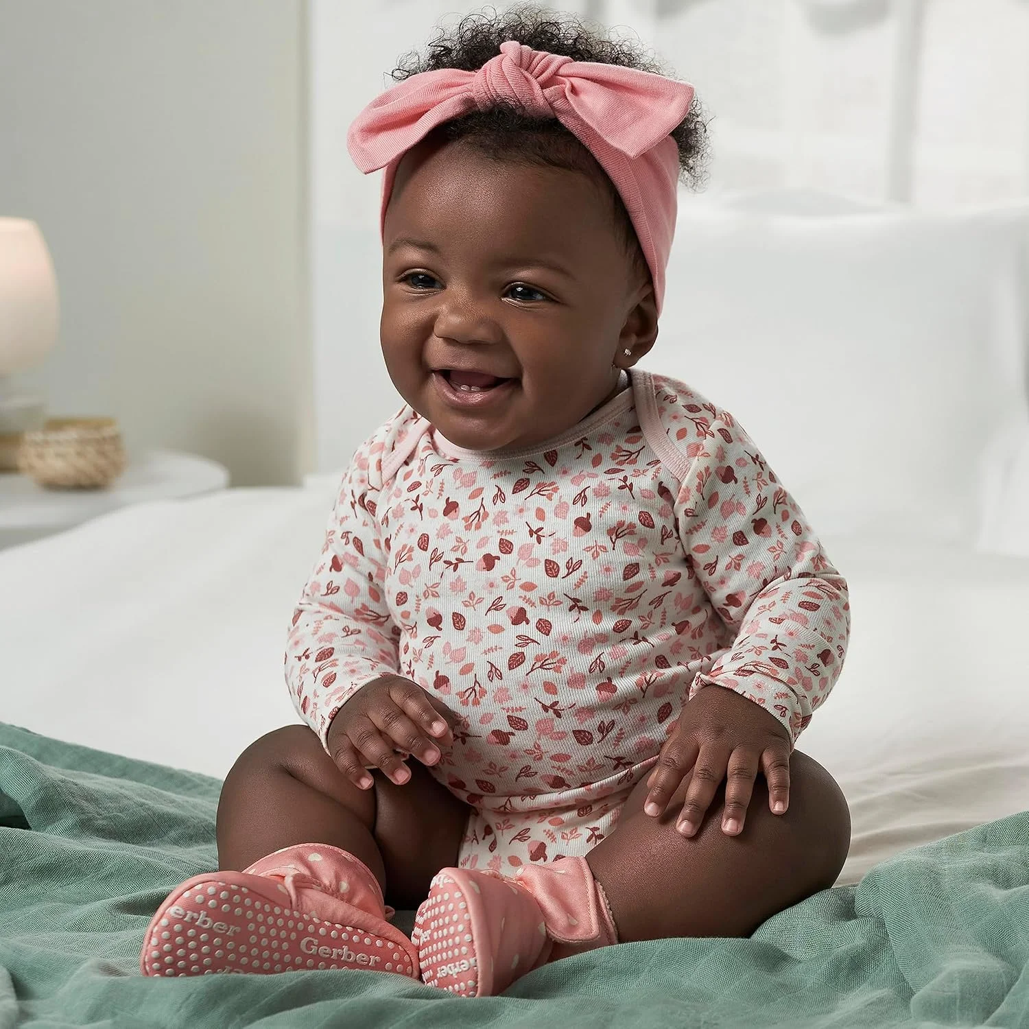 ست 6 عددی بادی آستین بلند نوزادی دخترانه Gerber، لباس زیر دکمه دار، ست تی شرت نوزاد و کودک