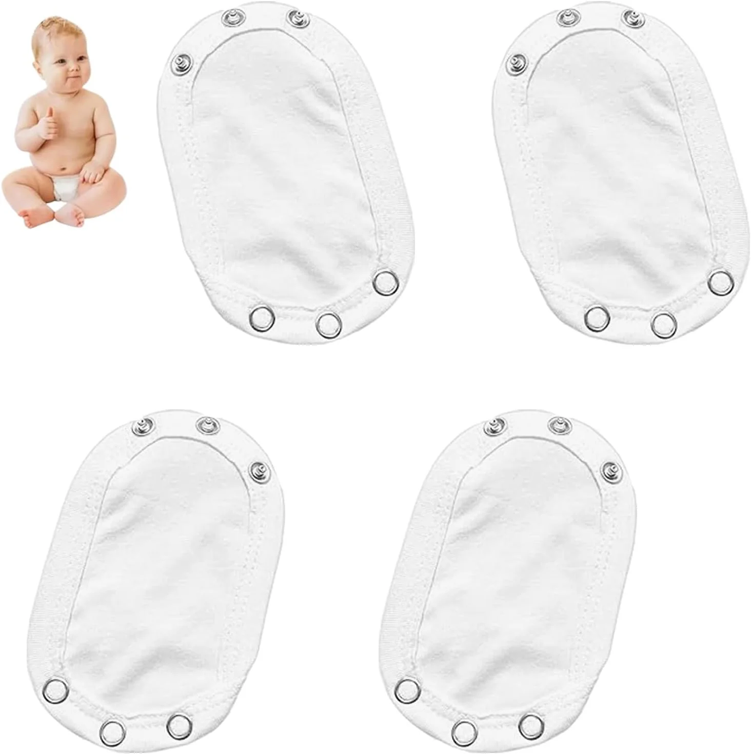 XINTANGXIA بسته 4 عددی افزایش دهنده طول لباس نوزاد دکمه دار سفید قابل تنظیم برای لباس های زیر دکمه دار و رامپر