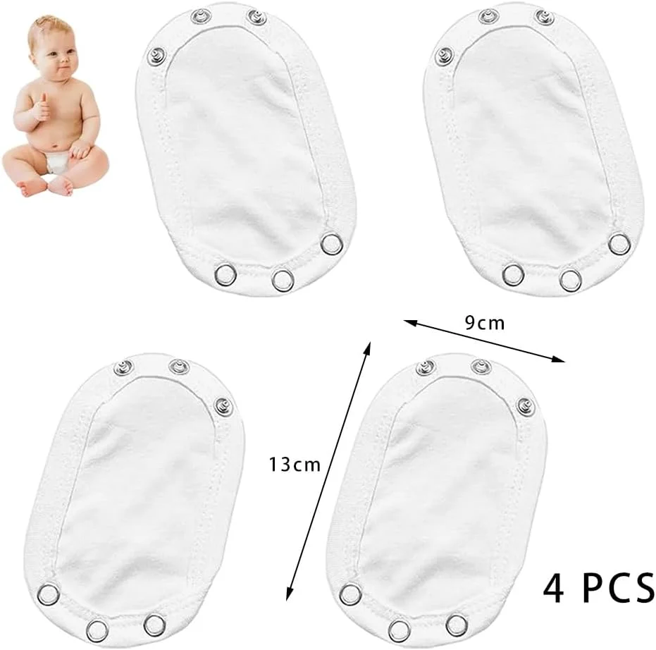 XINTANGXIA بسته 4 عددی افزایش دهنده طول لباس نوزاد دکمه دار سفید قابل تنظیم برای لباس های زیر دکمه دار و رامپر XINTANGXIA بسته 4 عددی افزایش دهنده طول لباس نوزاد دکمه دار سفید قابل تنظیم برای لباس های زیر دکمه دار و رامپر
