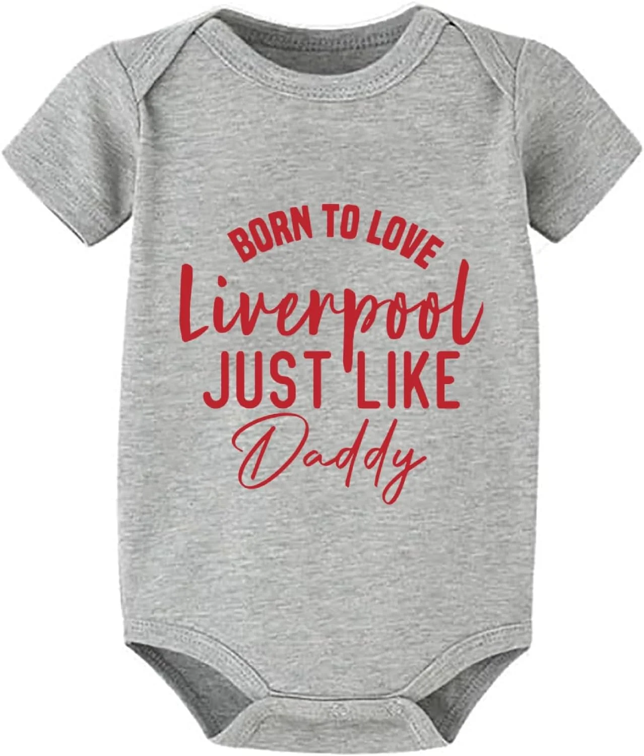 لباس نوزادی وینگ یانگ طرح Born To Love Liverpool Just Like Daddy، لباس نوزاد، آستین کوتاه، رامپر دخترانه سفید