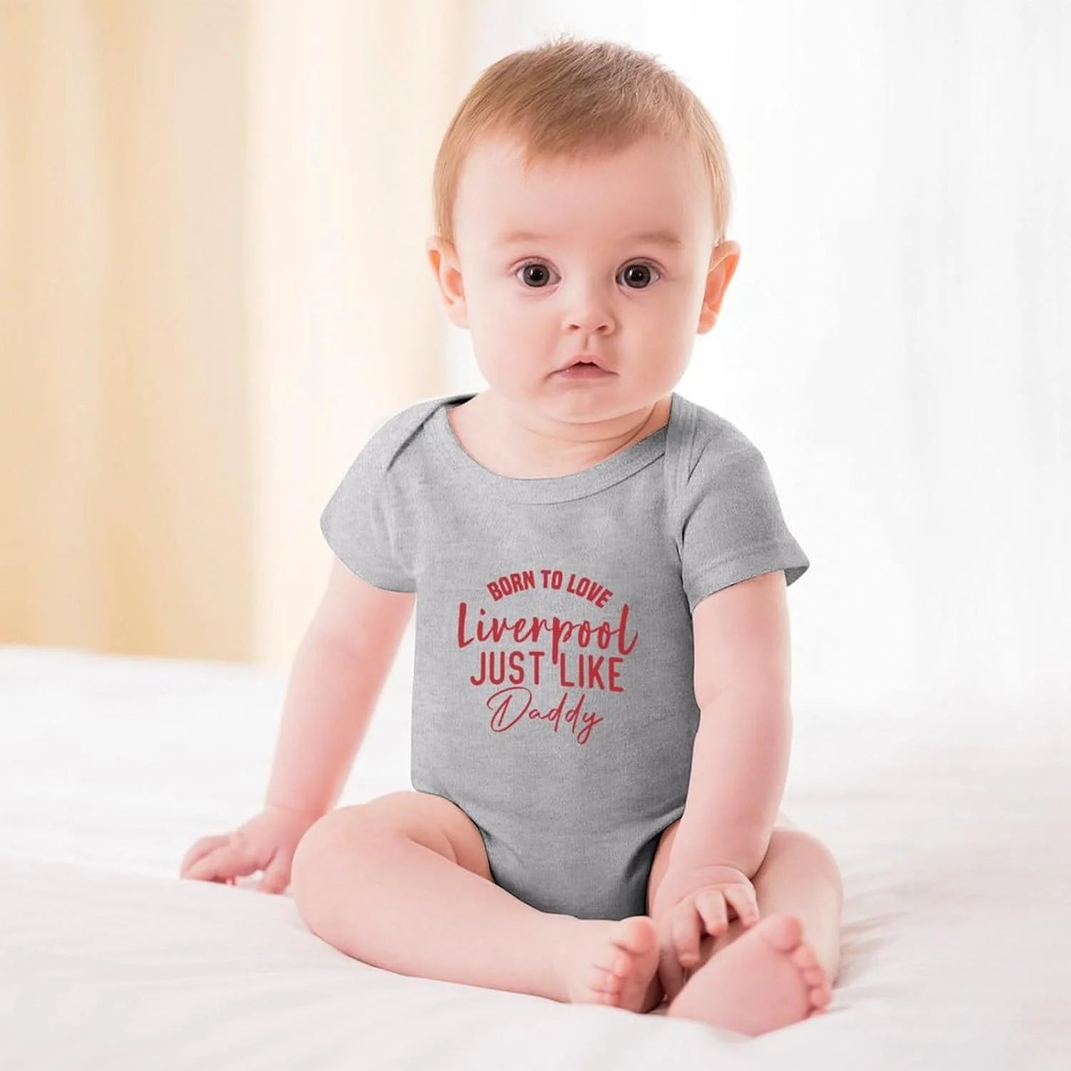 لباس نوزادی وینگ یانگ طرح Born To Love Liverpool Just Like Daddy، لباس نوزاد، آستین کوتاه، رامپر دخترانه سفید لباس نوزادی وینگ یانگ طرح Born To Love Liverpool Just Like Daddy، لباس نوزاد، آستین کوتاه، رامپر دخترانه سفید