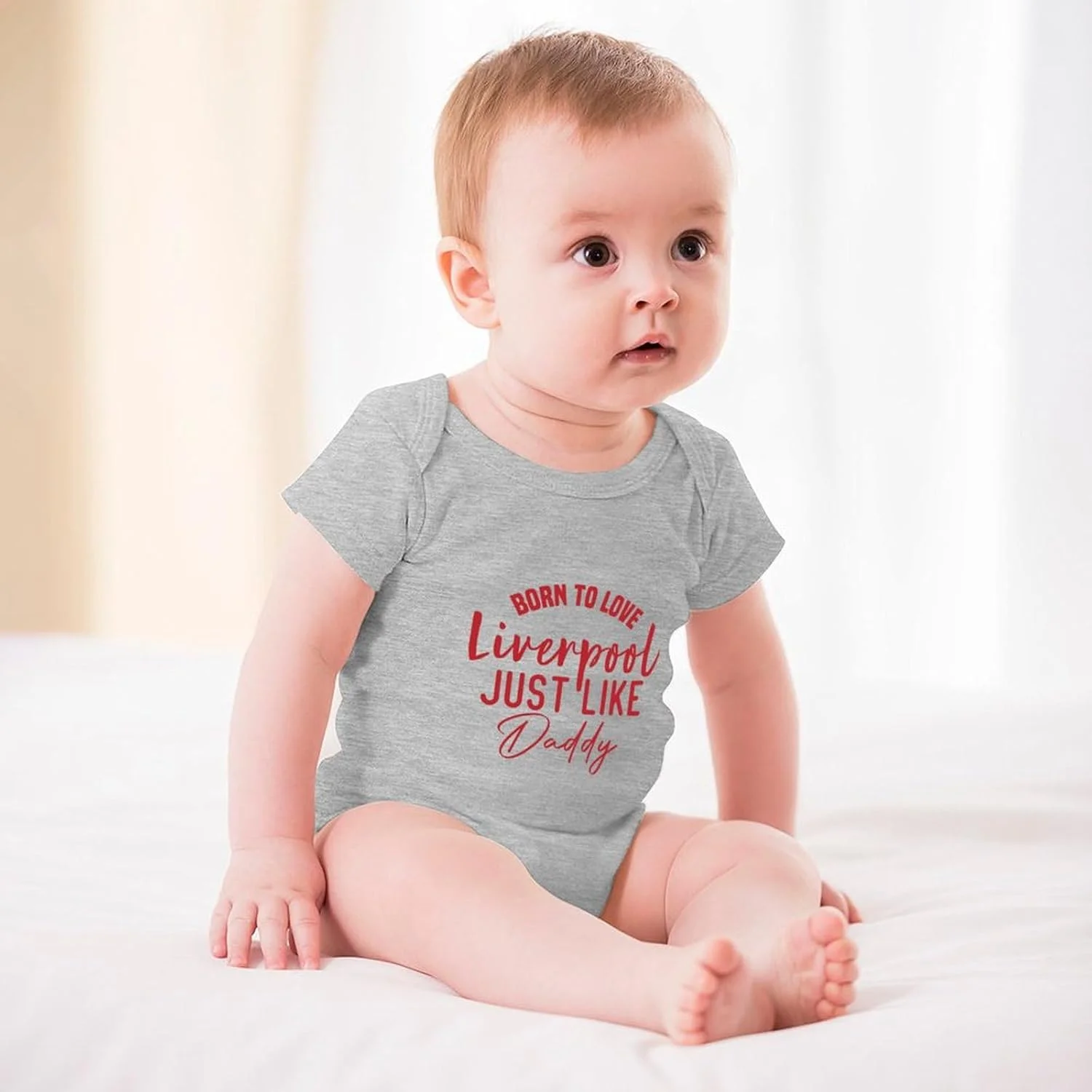 لباس نوزادی وینگ یانگ طرح Born To Love Liverpool Just Like Daddy، لباس نوزاد، آستین کوتاه، رامپر دخترانه سفید لباس نوزادی وینگ یانگ طرح Born To Love Liverpool Just Like Daddy، لباس نوزاد، آستین کوتاه، رامپر دخترانه سفید