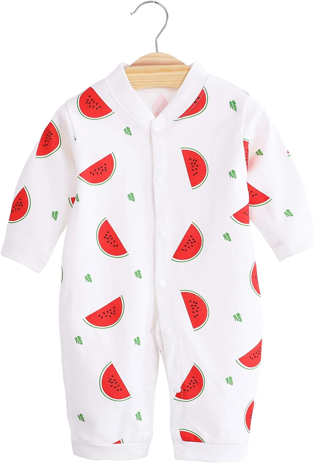 لباس سرهمی نوزادی Vinesen، مناسب نوزادان دختر و پسر، سرهمی دکمه دار آستین بلند، رامپر پنبه ای