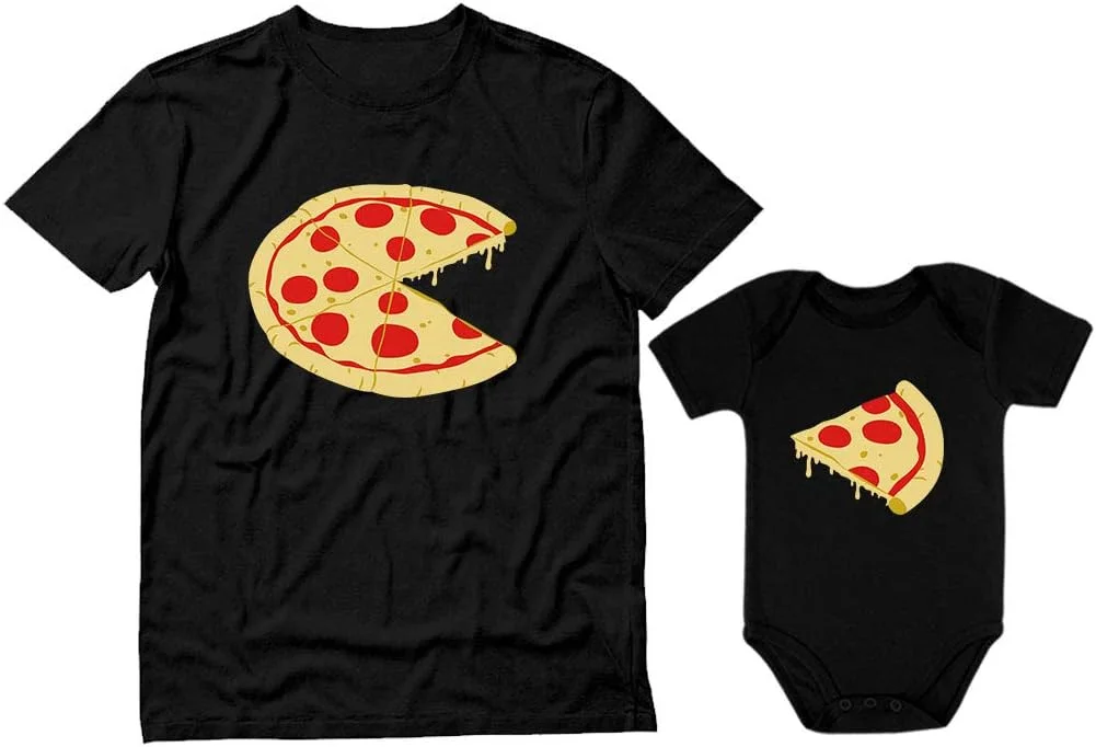 تی‌شرت و بادی نوزادی طرح پیتزا، ست پدر و فرزندی، هدیه روز پدر برای پدران جدید
