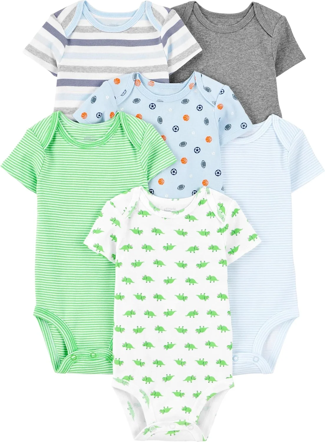 بادی آستین کوتاه پسرانه کارترز مدل Simple Joys بسته 6 عددی