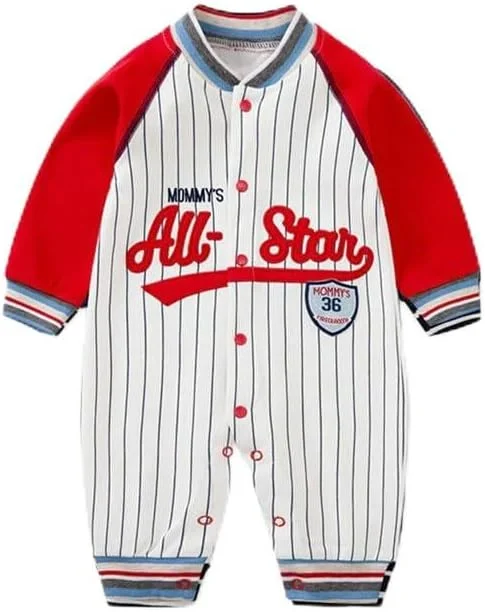 سرهمی نوزادی پنبهای طرح بیسبال مای پامپکینز | لباس خواب نوزاد پسرانه و دخترانه | بادی آستین بلند دکمهدار مناسب 0 تا 6 ماه سرهمی نوزادی پنبهای طرح بیسبال مای پامپکینز | لباس خواب نوزاد پسرانه و دخترانه | بادی آستین بلند دکمهدار مناسب 0 تا 6 ماه