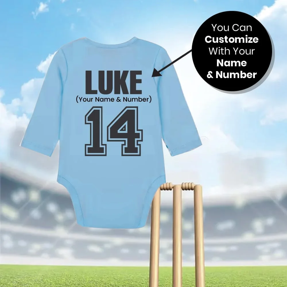 رامپر نوزادی شخصیسازی شده برای نوزادان پسر و دختر - طرح تشویق برای هند - نام و شماره قابل تنظیم - بادی آستین بلند نرم پنبهای - مناسب برای طرفداران کوچک کریکت رامپر نوزادی شخصیسازی شده برای نوزادان پسر و دختر - طرح تشویق برای هند - نام و شماره قابل تنظیم - بادی آستین بلند نرم پنبهای - مناسب برای طرفداران کوچک کریکت