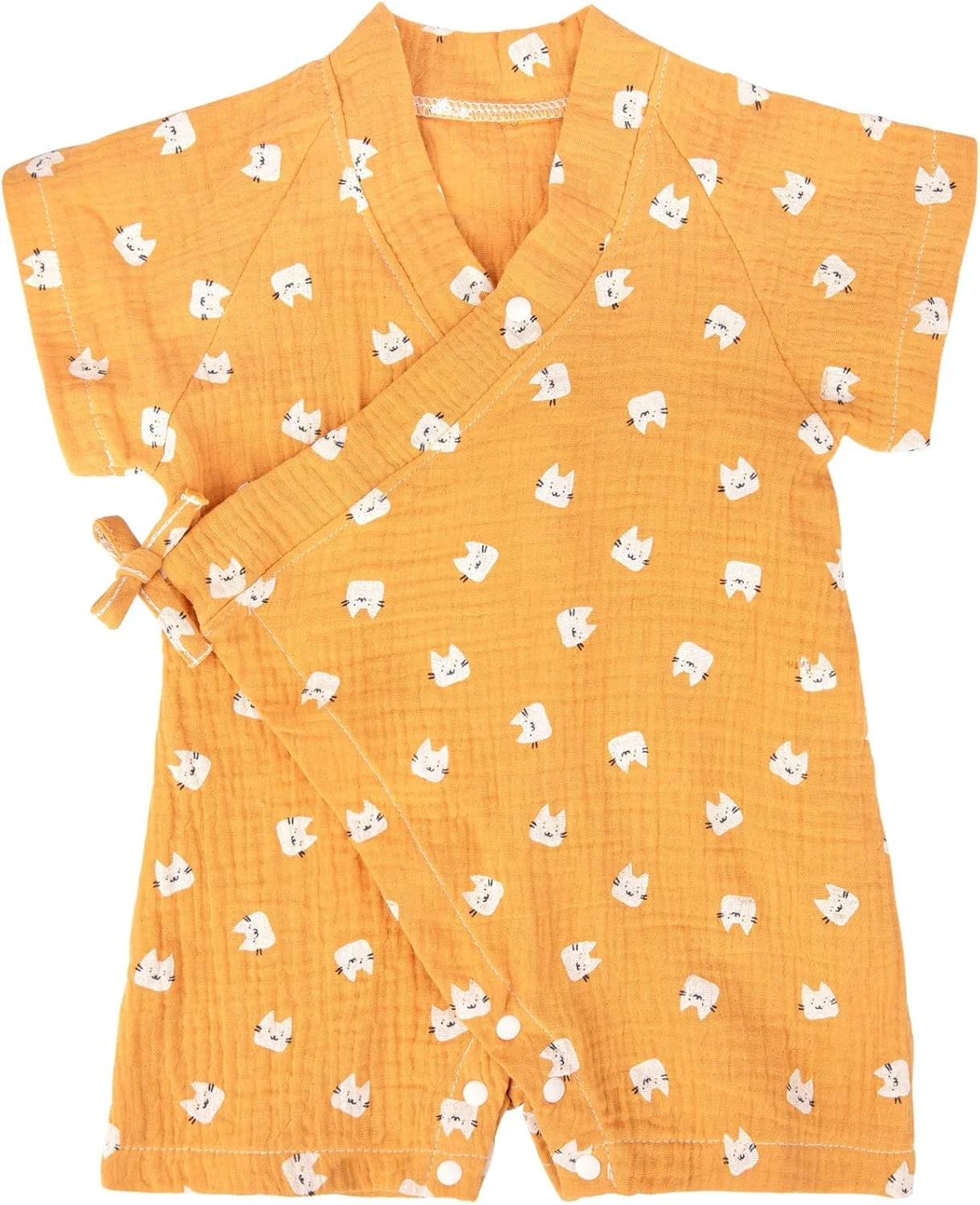 لباس کیمونو نوزادی PAUBOLI، بادی رامپر نخی، لباس خواب ژاپنی نوزاد 0-24 ماه