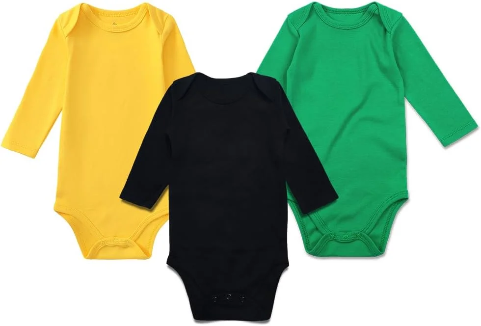 بادی نوزادی унисекс OPAWO، جلیقه پنبه ای آستین بلند/کوتاه، لباس نوزادی برای پسران و دختران 0-24 ماه، بسته 3 عددی