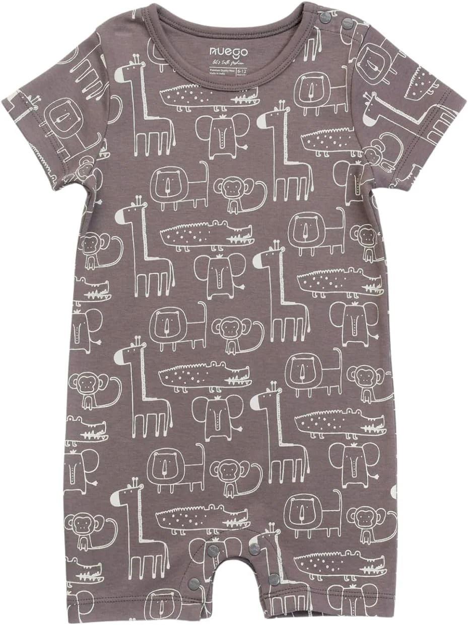 رامپرهای نخی خالص Nuego برای نوزادان پسر، لباس خواب آستین کوتاه نرم برای نوزاد، لباس خواب چاپی حیوانات بامزه، ست رامپر بادی برای نوزاد 0-24 ماه - ست 2 عددی رامپرهای نخی خالص Nuego برای نوزادان پسر، لباس خواب آستین کوتاه نرم برای نوزاد، لباس خواب چاپی حیوانات بامزه، ست رامپر بادی برای نوزاد 0-24 ماه - ست 2 عددی