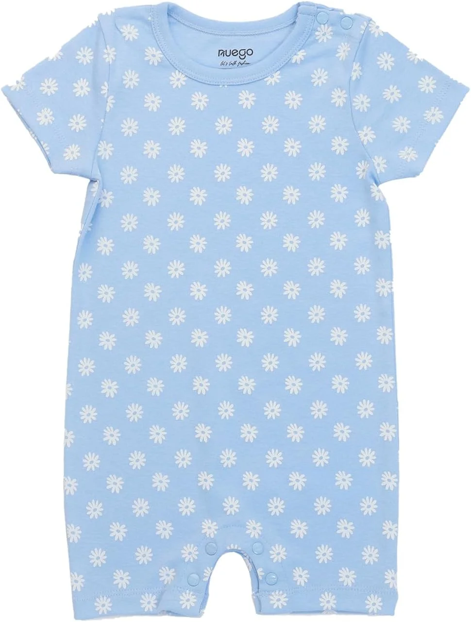 رامپرهای نخی خالص Nuego برای نوزادان دختر، بادی آستین کوتاه نرم برای نوزاد تازه متولد شده، لباس خواب چاپی گلدار زیبا، ست رامپر بادی برای نوزاد 0-24 ماه - ست 2 عددی