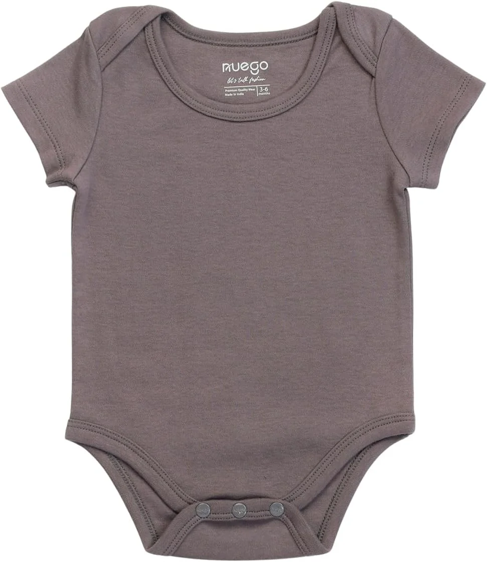 ست 3 عددی بادی نخی خالص نوزادی پسرانه Nuego، آستین کوتاه، نرم، لباس خواب طرح حیوانات بامزه، ست رامپر لباس بادی مناسب نوزاد 0-24 ماه