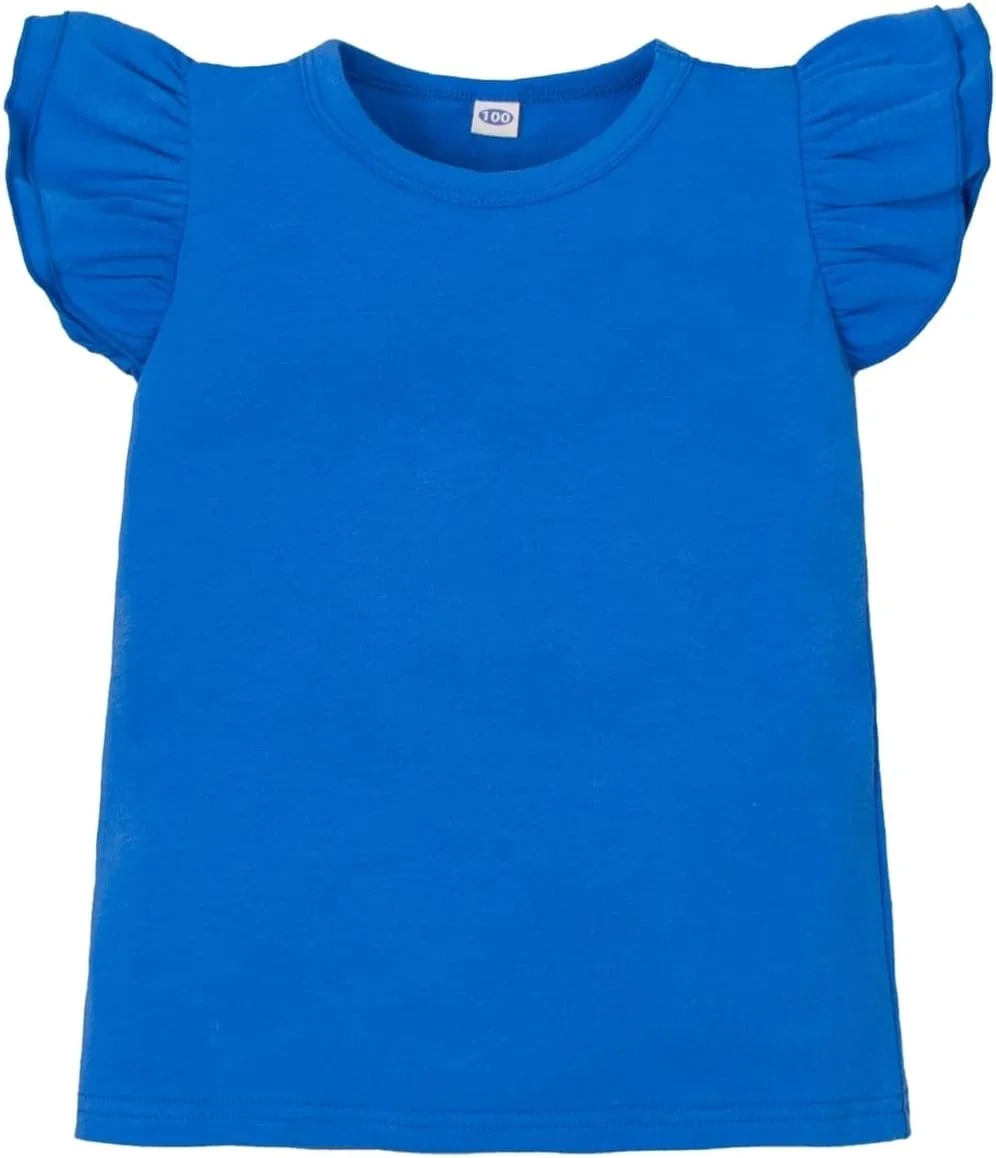 ZFZDRen تیشرت دخترانه بچه گانه، بلوز رنگ ثابت، تاپ چین دار، تیشرت های نخی پایه، پیراهن ساده