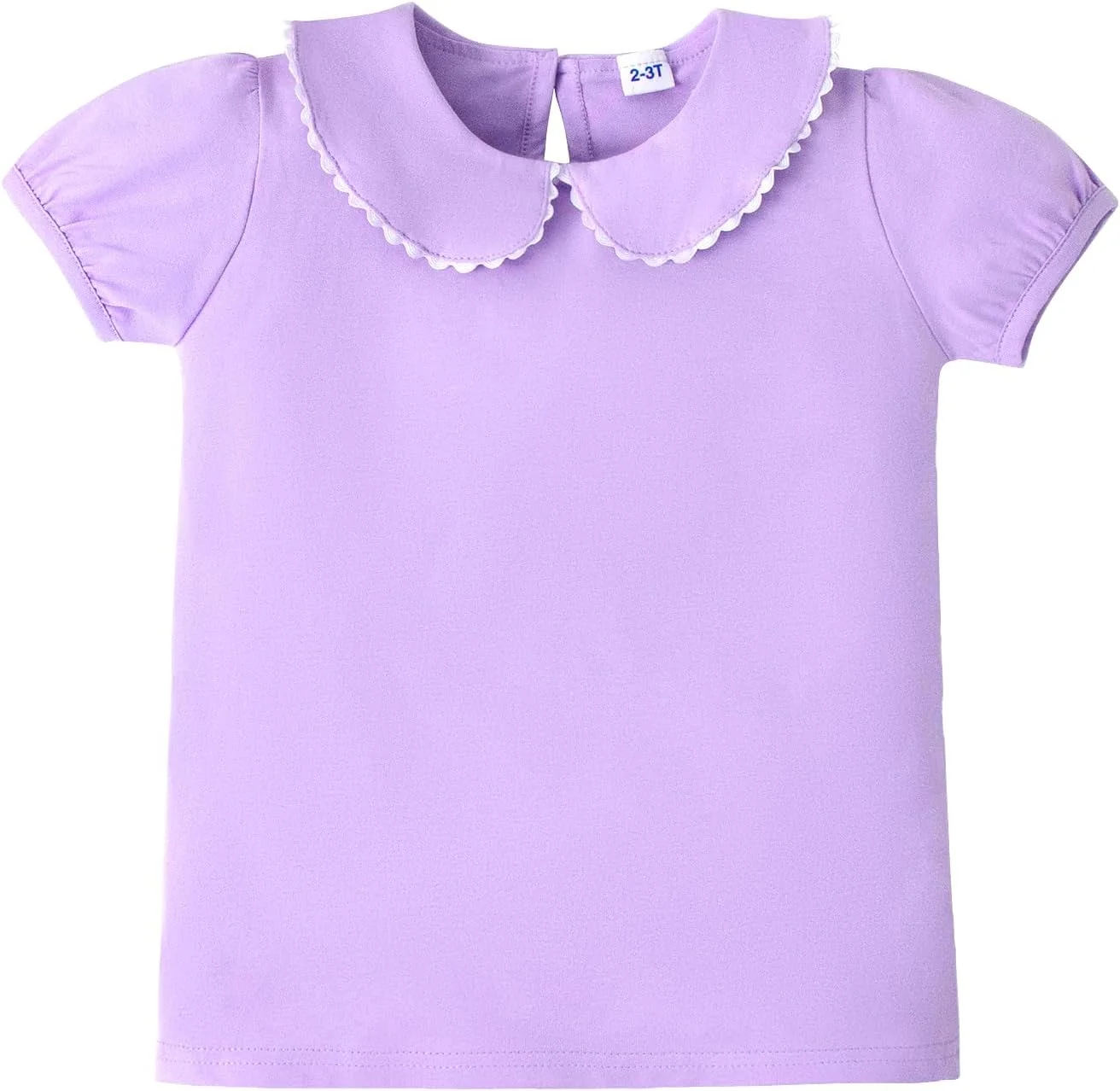 بلوز دخترانه بچه گانه با یقه چین دار، تی شرت های رنگ ثابت دخترانه، تاپ های غیر رسمی