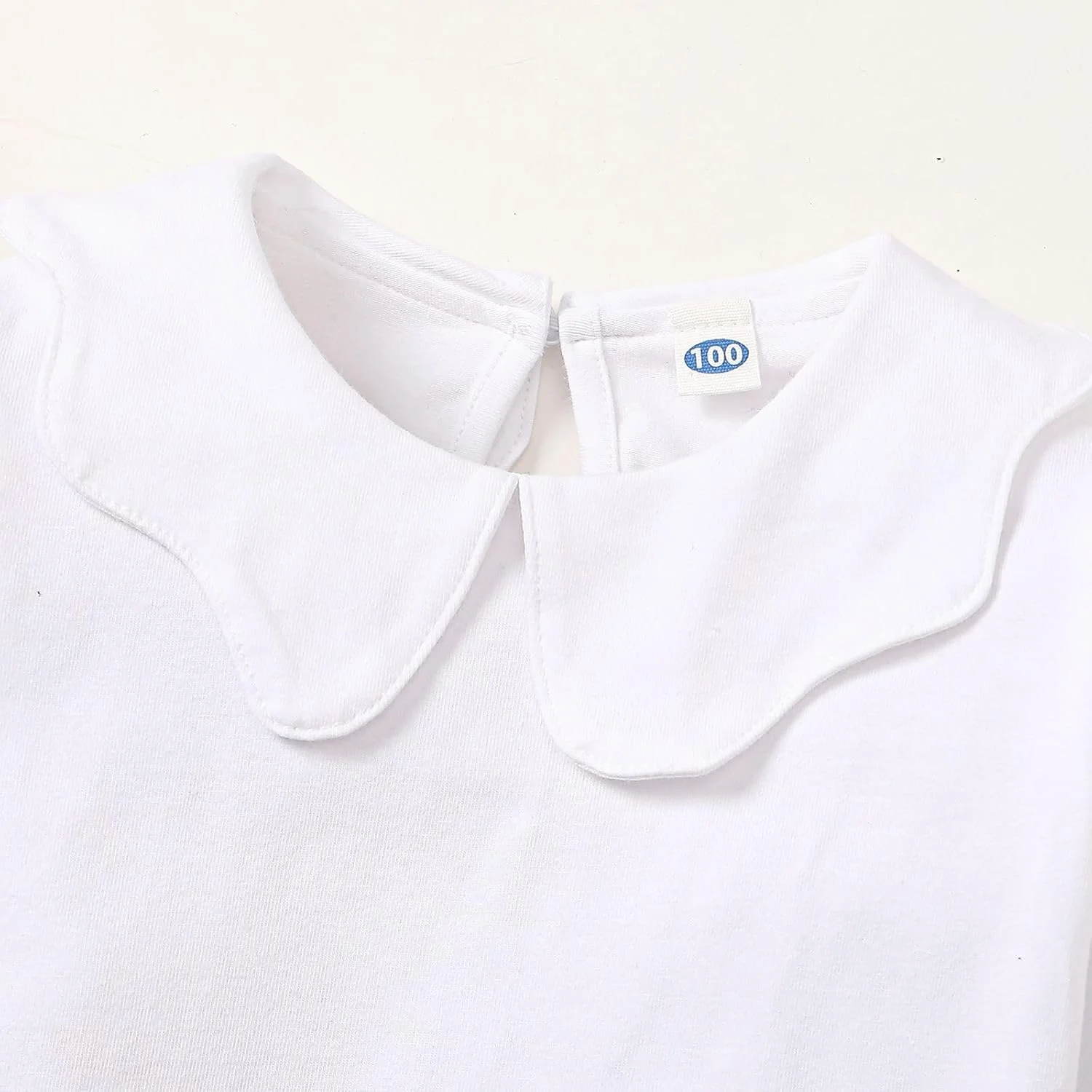 ZFZDRen بلوز یقه چین دار دخترانه 12 ماهه تا 6 ساله، تی شرت های رنگ ثابت دخترانه، تاپ های تی معمولی