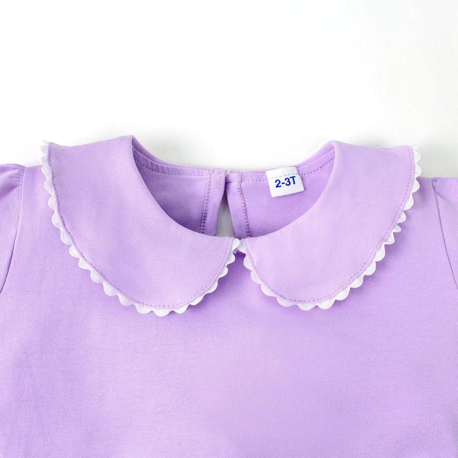 بلوز دخترانه بچه گانه با یقه چین دار، تی شرت های رنگ ثابت دخترانه، تاپ های غیر رسمی