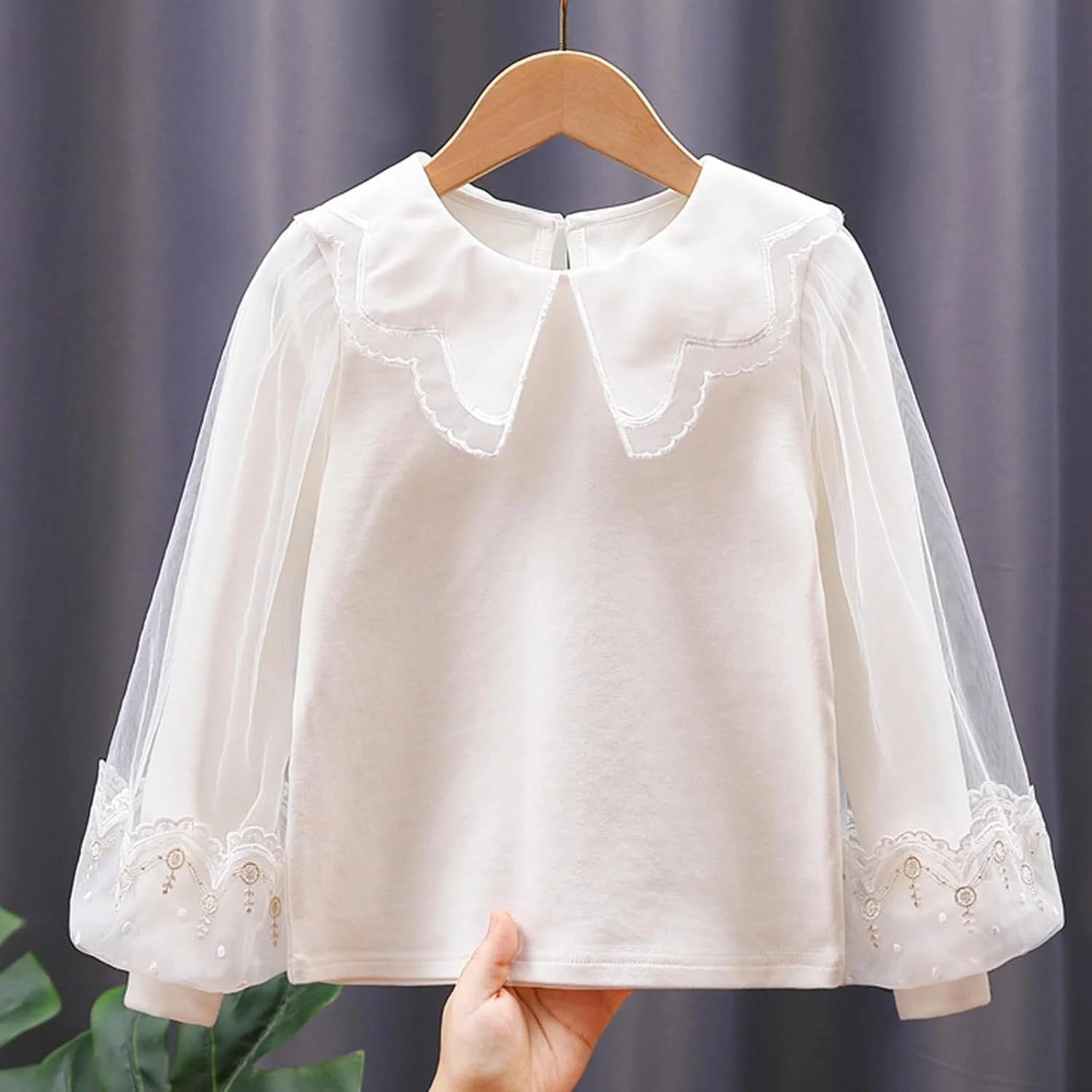 Verve Jelly بلوزهای آستین بلند توری دخترانه، تاپ های پولیور کودکانه، پیراهن های چین دار گلدار پاییزی و زمستانی