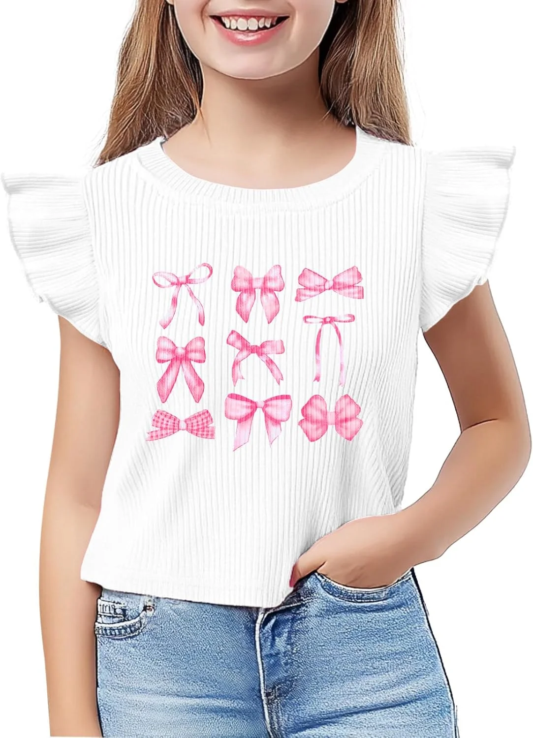 تی شرت آستین پفی دخترانه Tagyum، بلوز بافتنی دنده ای، تاپ نخی ساده، لباس های غیر رسمی بچه گانه 1-6 سال