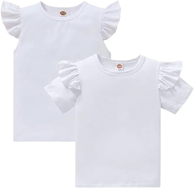 ست لباس دامن دخترانه نوزادی، تیشرت آستین بلند چین دار رنگ ثابت، بلوز دخترانه بچه گانه