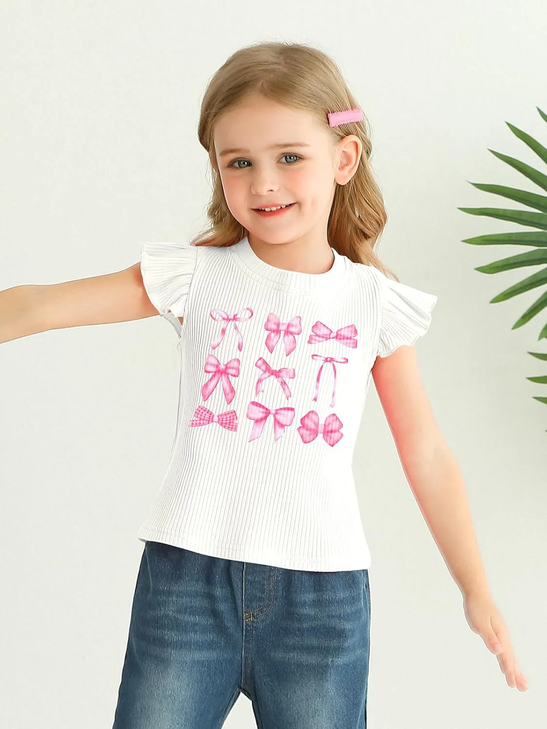 تی شرت آستین پفی دخترانه Tagyum، بلوز بافتنی دنده ای، تاپ نخی ساده، لباس های غیر رسمی بچه گانه 1-6 سال