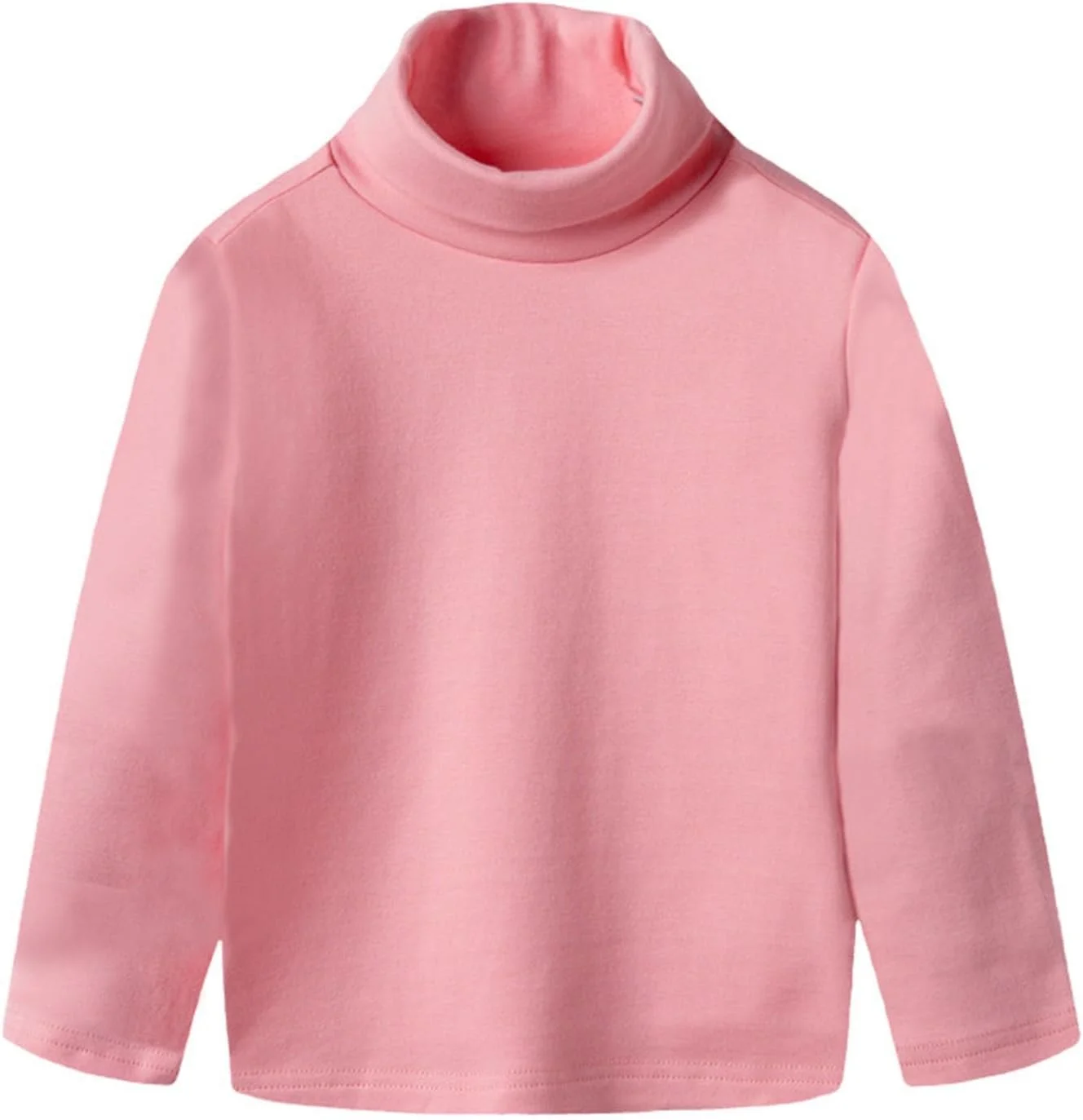 بلوز آستین بلند یقه اسکی رنگ ثابت پایه ای دخترانه، لباس های پاییزی تی شرت پنبه ای برای کودکان 1 تا 8 سال