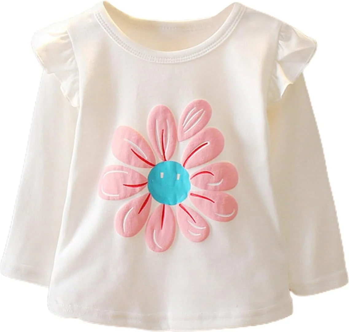 SilkSerai پیراهن آستین بلند دخترانه بچه گانه با طرح گل، بلوز بافتنی پنبه ای نرم و گرم پاییزی، تاپ های مد روز و غیر رسمی