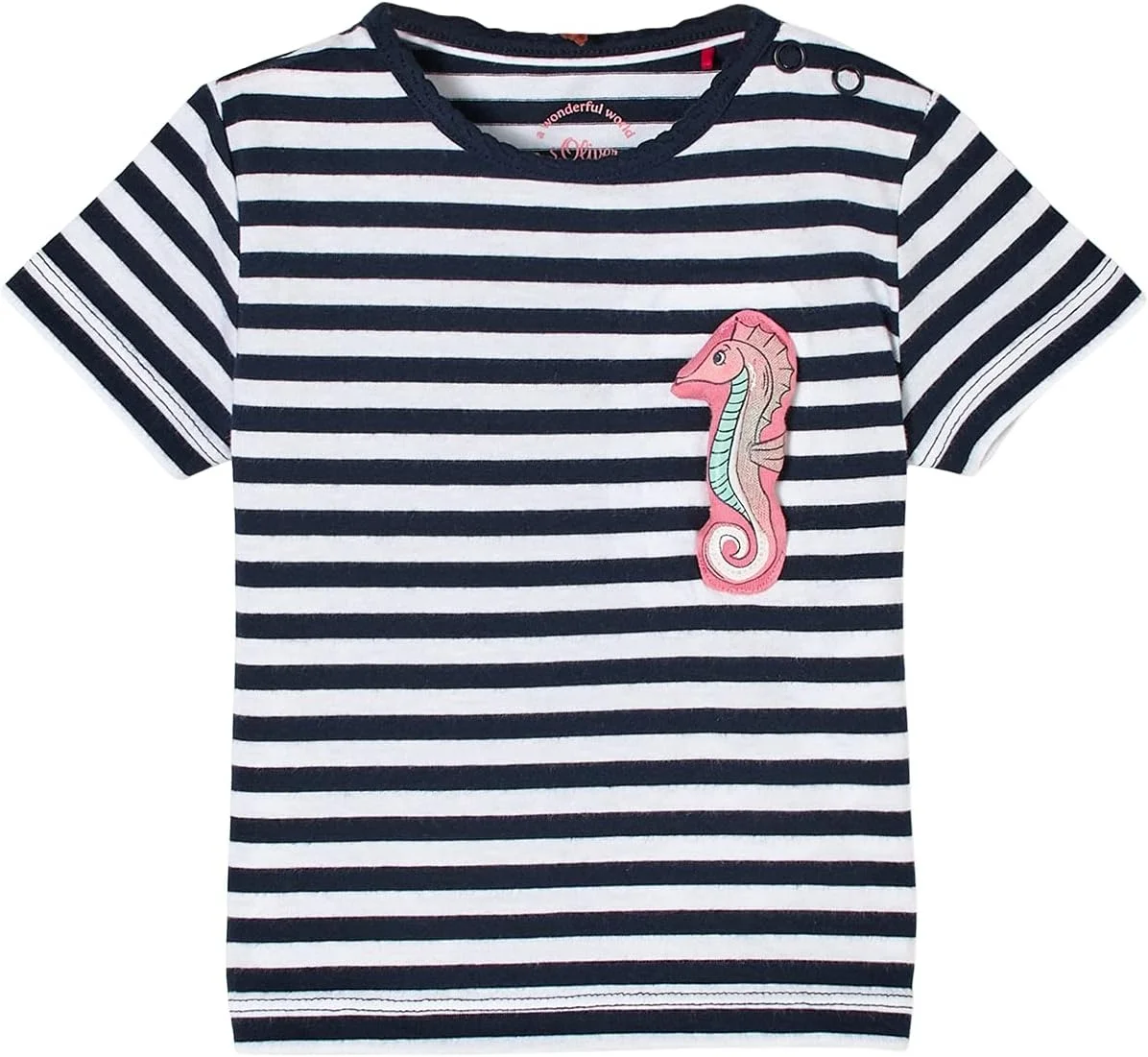 تی شرت راه راه دخترانه s.Oliver Baby Girls 405.10.106.12.130.2100493 با طرح اسب دریایی