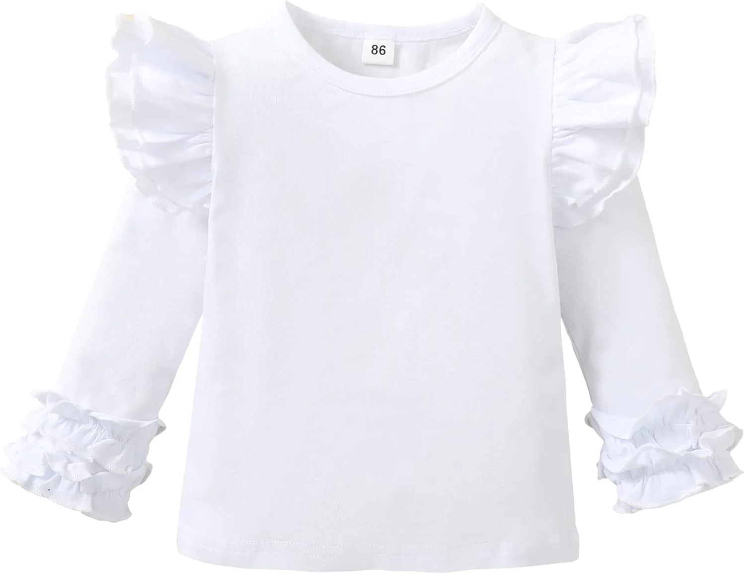 تی شرت آستین کوتاه دخترانه با رنگ ثابت، بلوز بچه گانه، تاپ آستین چین دار ساده، لباس های غیر رسمی پنبه ای