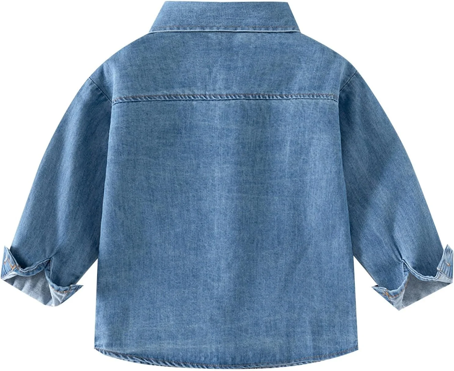 پیراهن جین آستین بلند دخترانه پسرانه، بلوز تک رنگ یقه دار دکمه دار، ژاکت بهاره پاییزه کودک نوپا