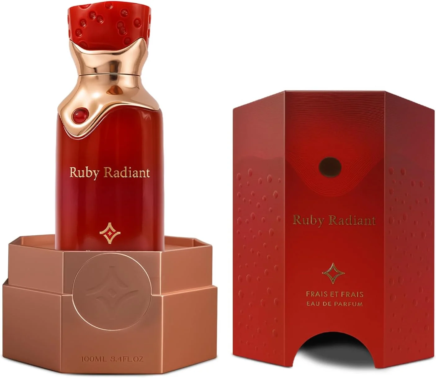 عطر فریس ات فریس روبی رادیانت 100 میلی لیتر - ادو پرفیوم - رایحه گلی شرقی یونیسکس با فلفل صورتی، رز و دانه تونکا