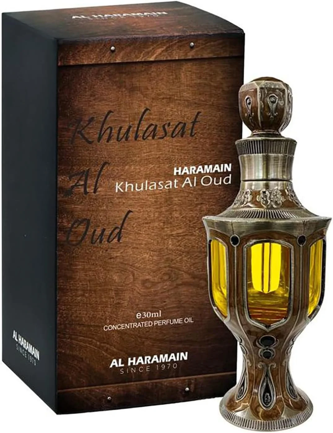 عطر روغنی غلیظ خلاصة العود الحرمین 30 میلی لیتر - عطر عربی بدون الکل و ماندگار برای مردان و زنان - رایحه عود شرقی با رز، مشک، عنبر و چرم