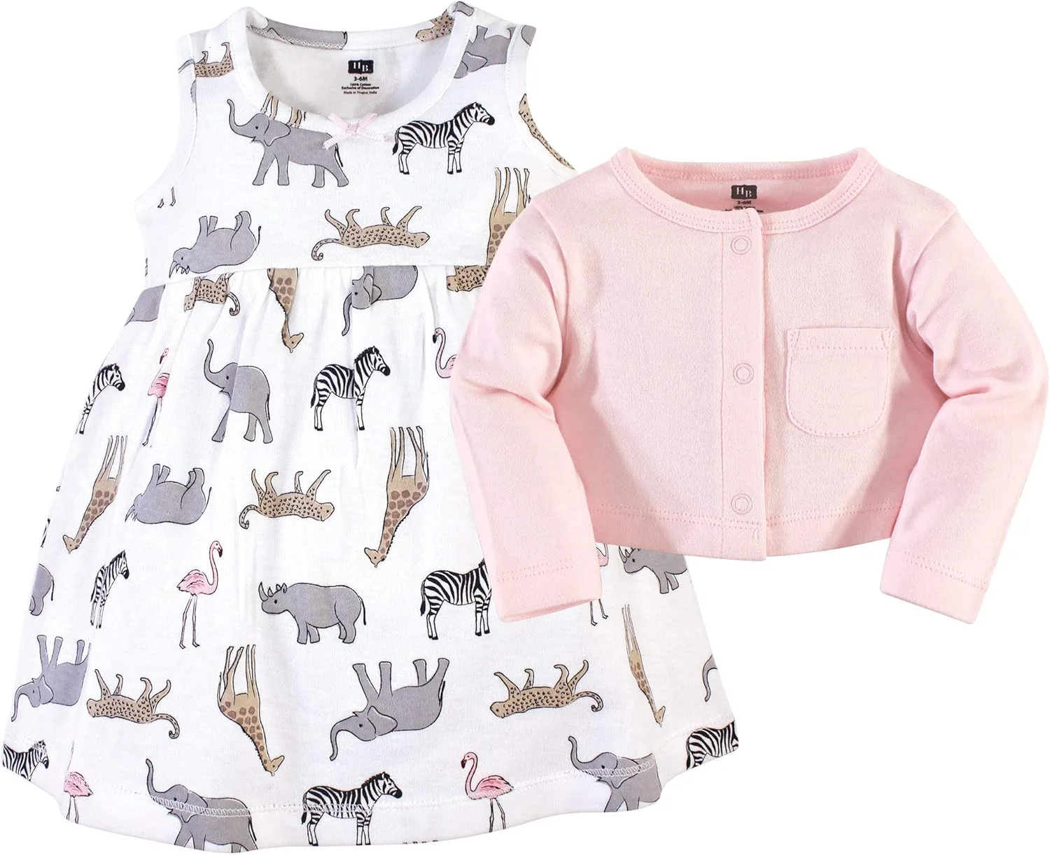 ست لباس دخترانه پنبه ای و ژاکت کشباف Hudson Baby