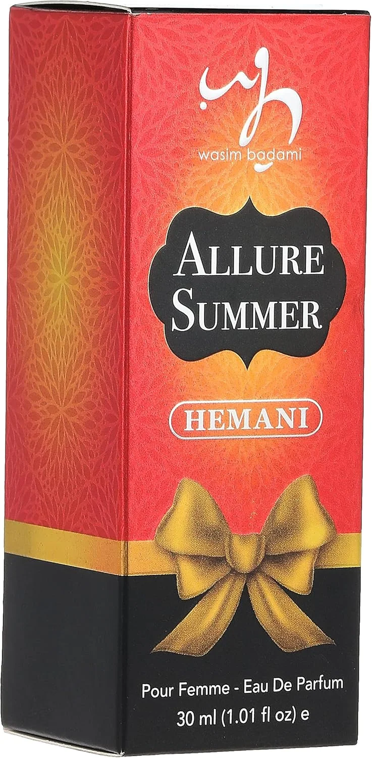 اسپری ادو پرفیوم زنانه Hemani Allure Summer، ماندگاری طولانی، رایحه ملایم زنانه، مناسب برای شب‌گردی و مناسبت‌های خاص، معرف شخصیتی قوی و پرشور، 30 میلی‌لیتر