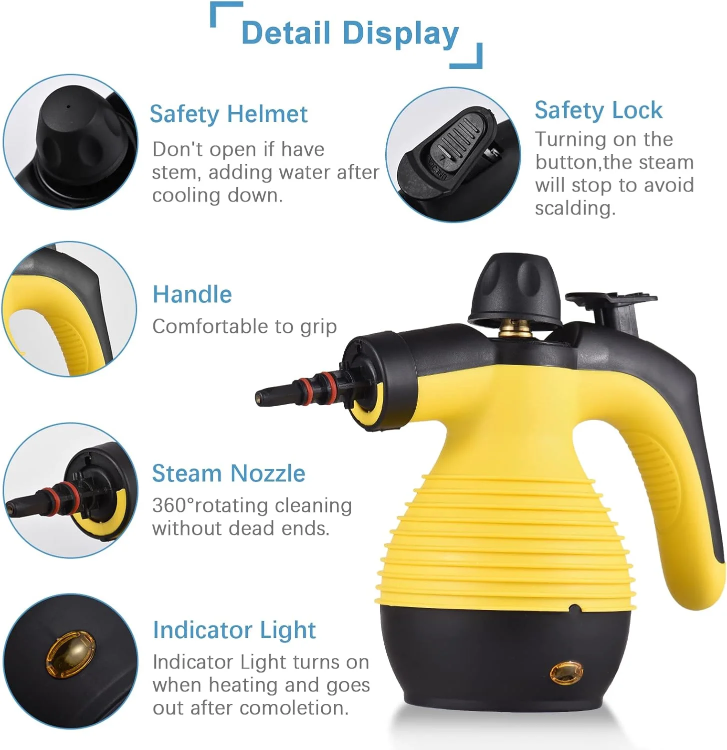 بخارشوی دستی قابل حمل Eacam 1050W چند منظوره با دمای بالا و فشار قوی به همراه 9 عدد لوازم جانبی برای آشپزخانه، مبل، حمام، خودرو و پنجره بخارشوی دستی قابل حمل Eacam 1050W چند منظوره با دمای بالا و فشار قوی به همراه 9 عدد لوازم جانبی برای آشپزخانه، مبل، حمام، خودرو و پنجره