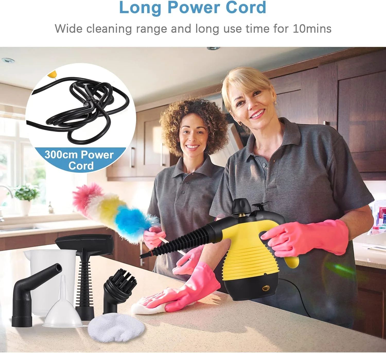 بخارشوی دستی قابل حمل Eacam 1050W چند منظوره با دمای بالا و فشار قوی به همراه 9 عدد لوازم جانبی برای آشپزخانه، مبل، حمام، خودرو و پنجره بخارشوی دستی قابل حمل Eacam 1050W چند منظوره با دمای بالا و فشار قوی به همراه 9 عدد لوازم جانبی برای آشپزخانه، مبل، حمام، خودرو و پنجره