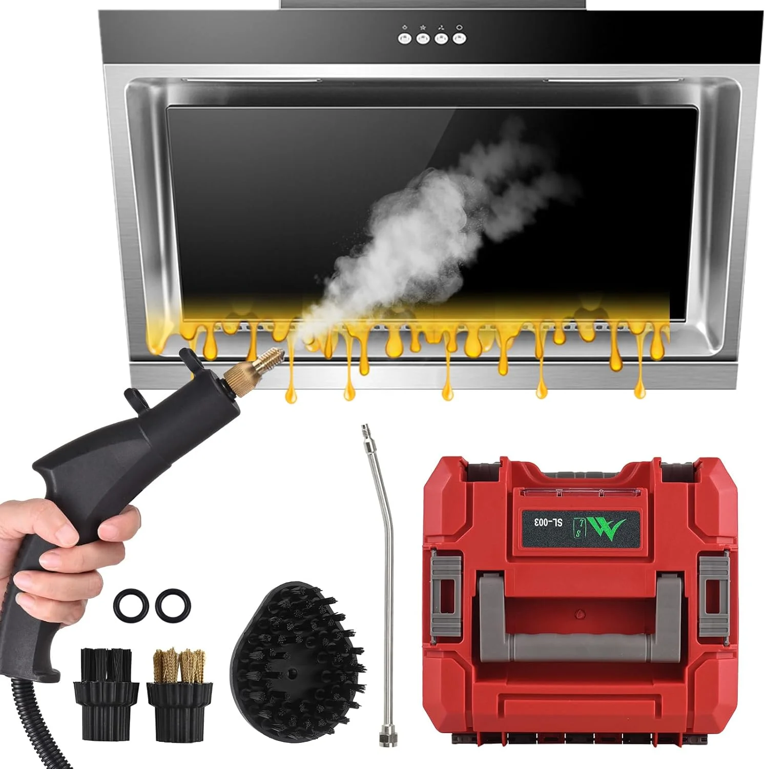 دستگاه بخارشوی پرتابل 3200 واتی Eacam، دستگاه تمیز کننده بخار پرفشار با دمای بالا، بدون مخزن و بخارشوی سنگین برای آشپزخانه، اتاق نشیمن، حمام و خودرو دستگاه بخارشوی پرتابل 3200 واتی Eacam، دستگاه تمیز کننده بخار پرفشار با دمای بالا، بدون مخزن و بخارشوی سنگین برای آشپزخانه، اتاق نشیمن، حمام و خودرو