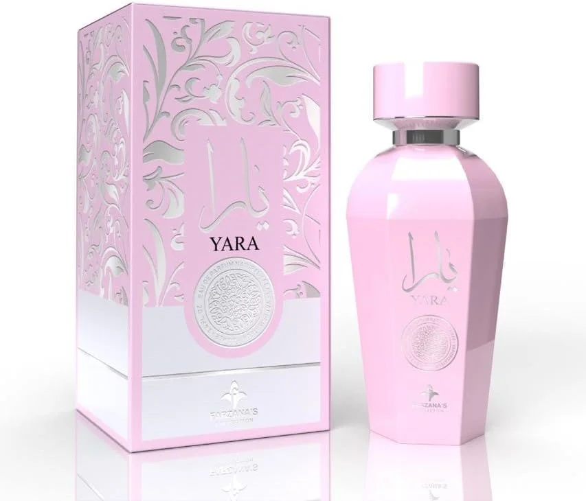 ادکلن زنانه لوکس HALDHA Yara، شیشه صورتی با جعبه تزئینی