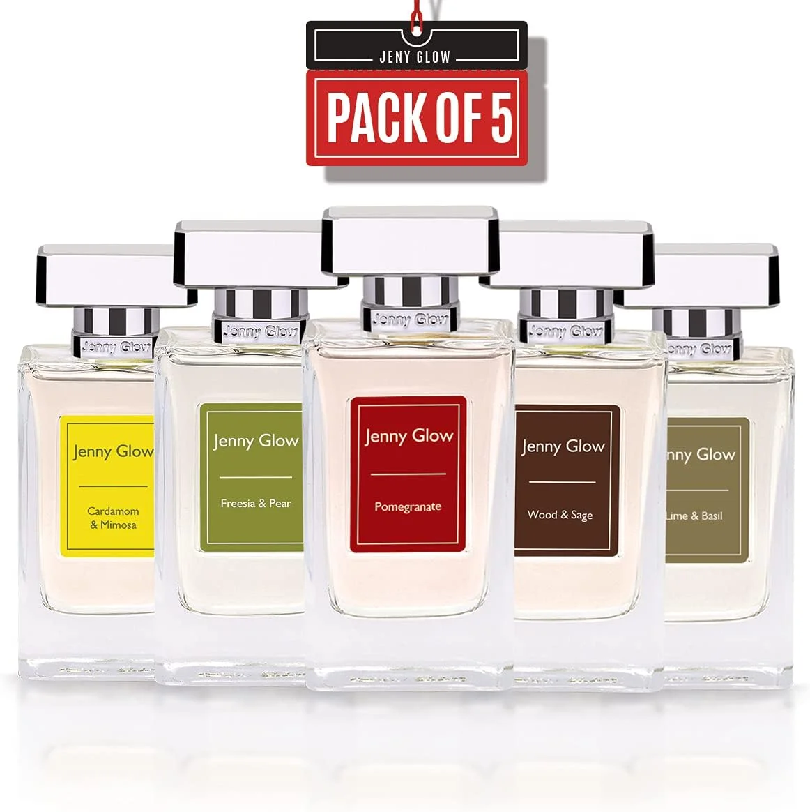 مجموعه 5 عددی ادو پرفیوم 30 میلی لیتری унисекс جنی گلو - عطر مردانه و زنانه هل و میموزا - عطر فریزیا و گلابی - عطر انار - عطر چوب و مریم گلی - عطر لیمو و ریحان - رایحه ها مجموعه 5 عددی ادو پرفیوم 30 میلی لیتری унисекс جنی گلو - عطر مردانه و زنانه هل و میموزا - عطر فریزیا و گلابی - عطر انار - عطر چوب و مریم گلی - عطر لیمو و ریحان - رایحه ها